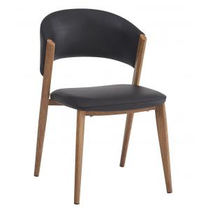 2 Sillas calabria, metal acabado de color madera, similpiel negra - 2 unidades