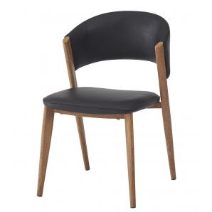 2 Sillas calabria, metal acabado de color madera, similpiel negra - 2 unidades