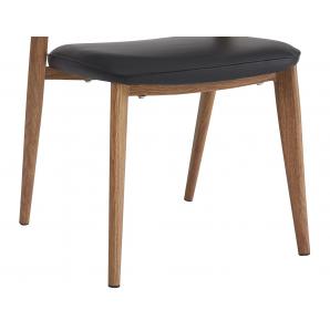 2 Sillas calabria, metal acabado de color madera, similpiel negra - 2 unidades
