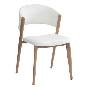 2 Sillas calabria, metal acabado de color madera, similpiel blanca - 2 unidades