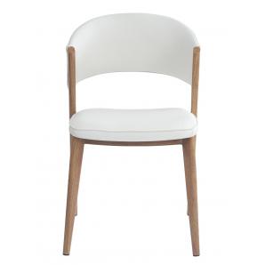 2 Sillas calabria, metal acabado de color madera, similpiel blanca - 2 unidades