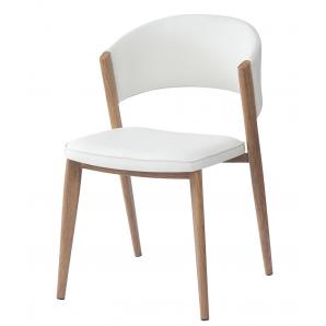 2 Sillas calabria, metal acabado de color madera, similpiel blanca - 2 unidades