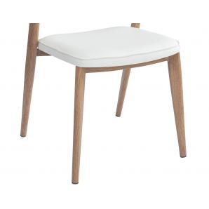 2 Sillas calabria, metal acabado de color madera, similpiel blanca - 2 unidades