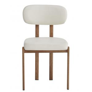 4 Sillas mesina, metal acabado de color madera, similpiel blanca - 4 unidades
