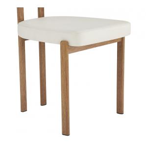 4 Sillas mesina, metal acabado de color madera, similpiel blanca - 4 unidades