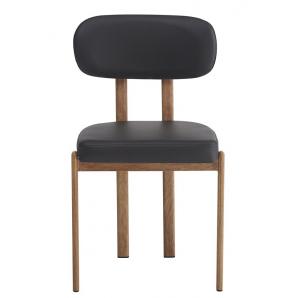 4 Sillas mesina, metal acabado de color madera, similpiel negra - 4 unidades