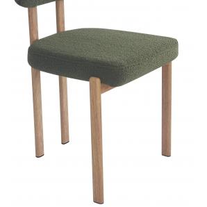 4 Sillas mesina, metal acabado de color madera, tejido bouclé verde oscuro 23 - 4 unidades