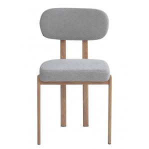 4 Sillas mesina, metal acabado de color madera, tejido bouclé gris 24 - 4 unidades