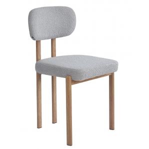 4 Sillas mesina, metal acabado de color madera, tejido bouclé gris 24 - 4 unidades