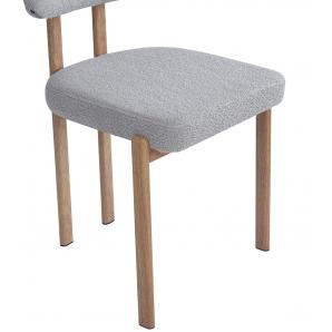 4 Sillas mesina, metal acabado de color madera, tejido bouclé gris 24 - 4 unidades