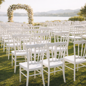 4 Sillas wedding 77, apilable, polipropileno blanco - 4 unidades