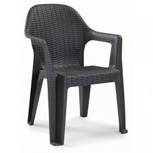 6 Sillones cies, apilable, polipropileno antracita - 6 unidades