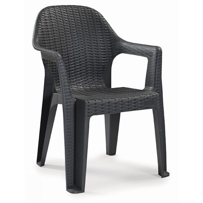 6 Sillones cies, apilable, polipropileno antracita - 6 unidades