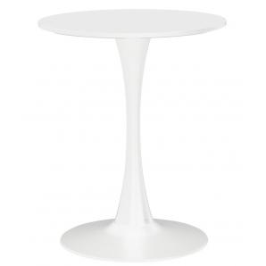 Mesa tul (si), base de metal, tapa lacada blanca, 60 cms de diámetro