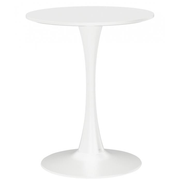 Mesa tul (si), base de metal, tapa lacada blanca, 60 cms de diámetro