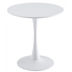 Mesa tul (si), base de metal, tapa lacada blanca, 70 cms de diámetro