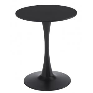 Mesa tul (si), base de metal, tapa lacada negra, 60 cms de diámetro
