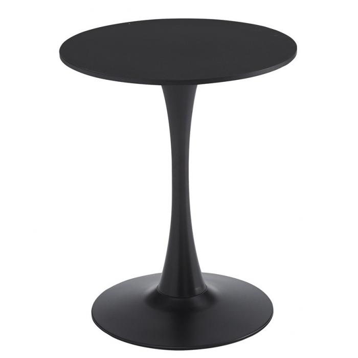 Mesa tul (si), base de metal, tapa lacada negra, 60 cms de diámetro