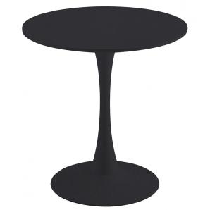 Mesa tul (si), base de metal, tapa lacada negra, 70 cms de diámetro