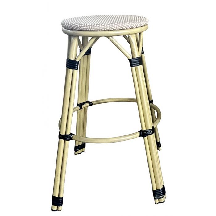 4 Taburetes nerja, apilable, aluminio, mesh beige y marrón - 4 unidades
