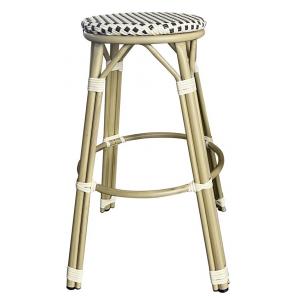 4 Taburetes nerja, apilable, aluminio, ratán beige y marrón - 4 unidades