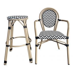 4 Taburetes taramay, apilable, aluminio, mesh blanco y negro - 4 unidades