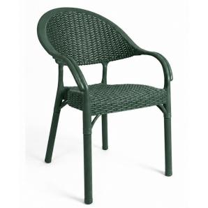 4 Sillones torremolinos, apilable, patas metálicas, polipropileno verde - 4 unidades