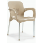 4 Sillones miramar, apilable, patas metálicas galvanizadas, polipropileno capuccino - 4 unidades