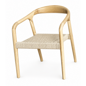 2 Sillones balcanes, madera de haya, natural, asiento de cuerda natural - 2 unidades