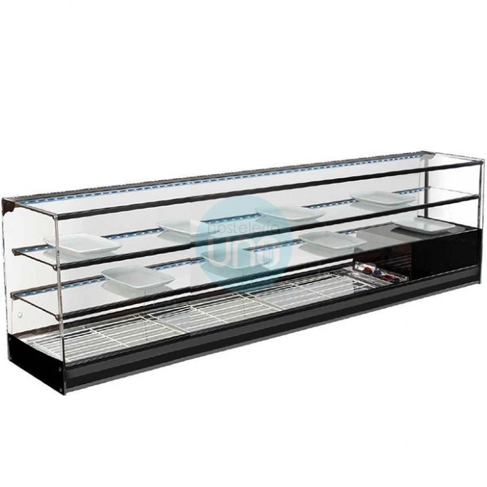 Vitrina Fría de Tapas, 2,3 Metros Ancho, 3 Pisos, 2 Estantes, Cristal Recto, 4 Parrillas, LED, VGA2BF230