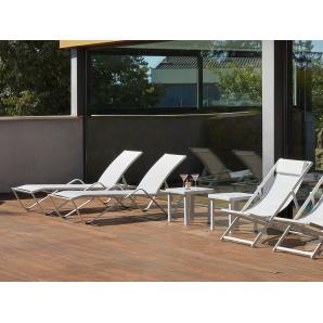 6 Mesa auxiliar interior, exterior 47x47 arena desierto ANDORRA garbar - 6 unidades
