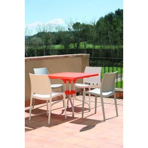 Mesa cuadrada interior, exterior 80x80 beige ARES garbar