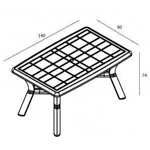 Mesa rectangular reciclada interior, exterior 140x90 arena DALIA garbar