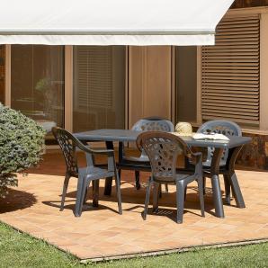 Mesa rectangular reciclada interior, exterior 180x90 gris DALIA garbar