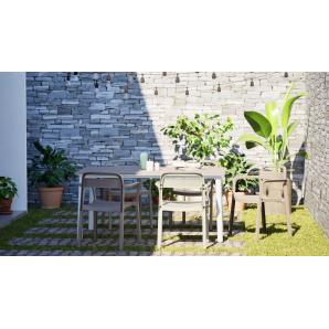 Silla con brazos interior, exterior gris verdoso JUNE garbar