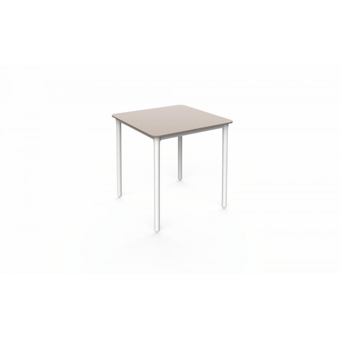 Mesa cuadrada interior, exterior 70x70 pie blanco - tablero arena MARSELLA garbar