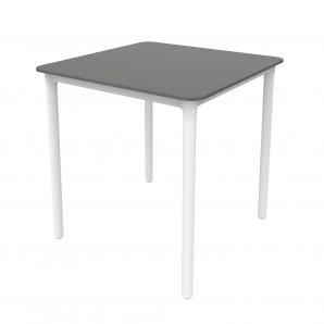 Mesa cuadrada interior, exterior 70x70 pie blanco - tablero gris oscuro MARSELLA garbar