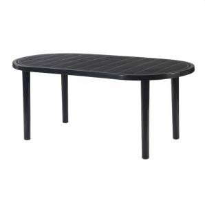 Mesa oval reciclada interior, exterior 180x90 gris volcánico OLOT garbar