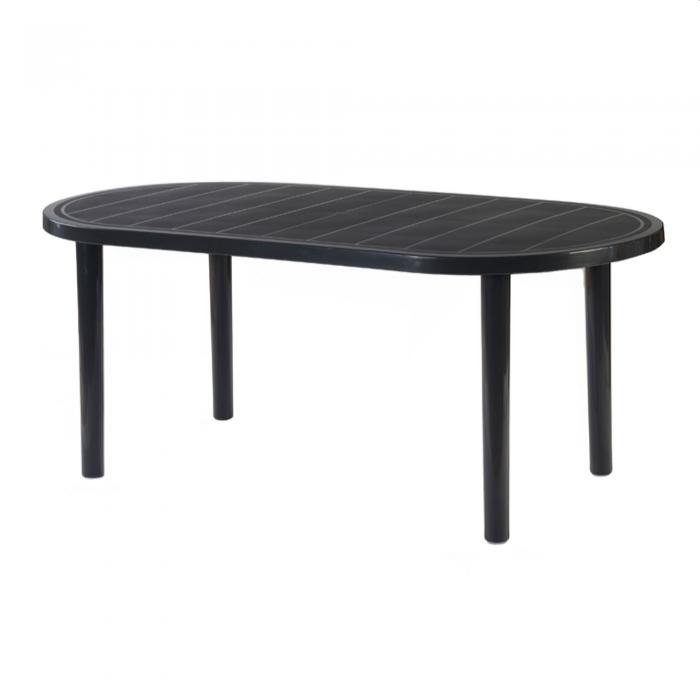 Mesa oval reciclada interior, exterior 180x90 gris volcánico OLOT garbar