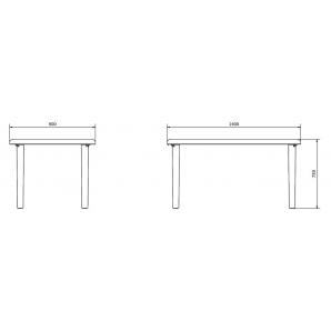 Mesa rectangular reciclada interior, exterior 140x90 gris volcánico OLOT garbar
