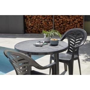 Mesa redonda reciclada interior, exterior Ø86 gris volcánico OLOT garbar