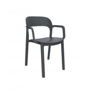 4 Silla con brazos interior, exterior gris oscuro - gris oscuro ONA garbar - 4 unidades
