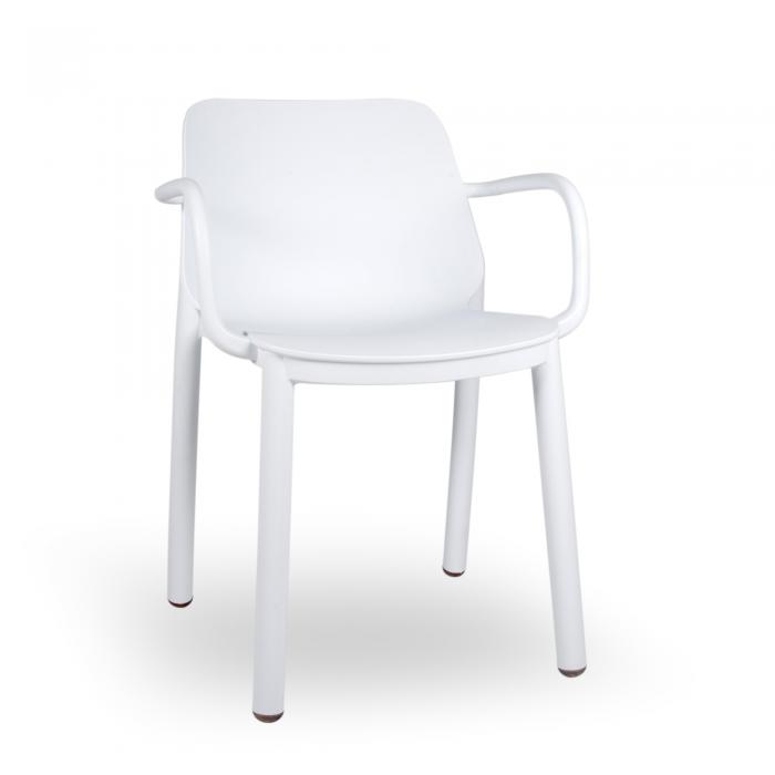 4 Silla con brazos interior, exterior blanco ONE garbar - 4 unidades