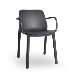 4 Silla con brazos interior, exterior gris oscuro ONE garbar - 4 unidades