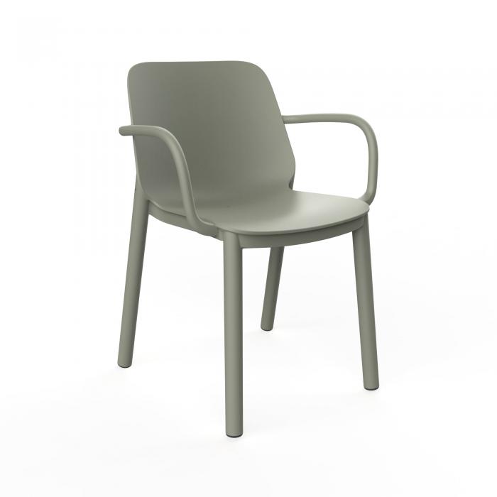 4 Silla con brazos interior, exterior gris verdoso ONE garbar - 4 unidades