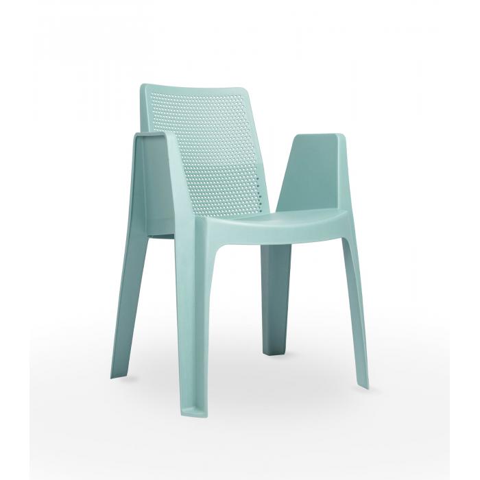 4 Silla con brazos reciclada interior, exterior azul aire PLAY ECO garbar - 4 unidades
