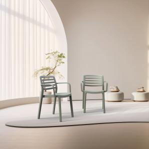 4 Silla con brazos interior, exterior blanco WIND garbar - 4 unidades