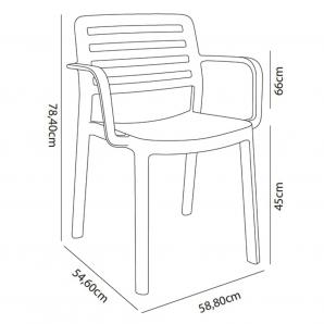 4 Silla con brazos reciclada interior, exterior amarillo fuego WIND ECO garbar - 4 unidades