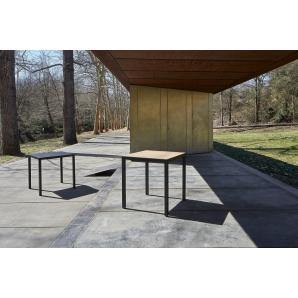 Mesa cuadrada interior, exterior 70x70 pie blanco - tablero roble natural BARCINO COMPACT Resol