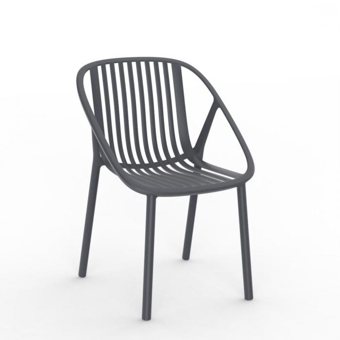 4 Silla interior, exterior gris oscuro BINI Resol - 4 unidades